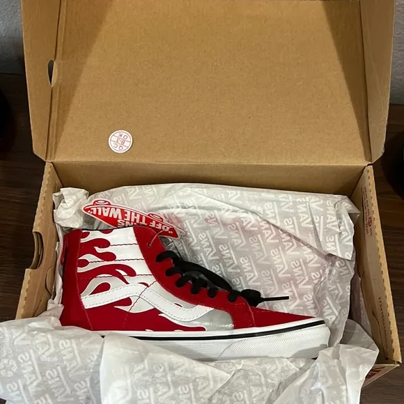 Vans Shoes | Kids Vans Sk8-Hi Zip Ferocious Flame Racing | Color: Red/White 1.5