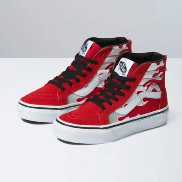 Vans Shoes | Kids Vans Sk8-Hi Zip Ferocious Flame Racing | Color: Red/White 1.5