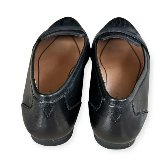 Vionic Savannah Leather Loafer Flats Black Women 6