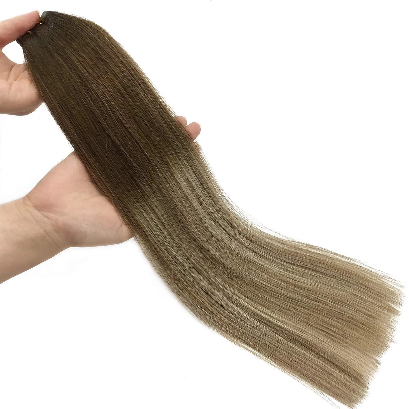 Walnut Brown to Ash Brown and Bleach Blonde 20pcs 50g Straight Tape in Hair Extensions