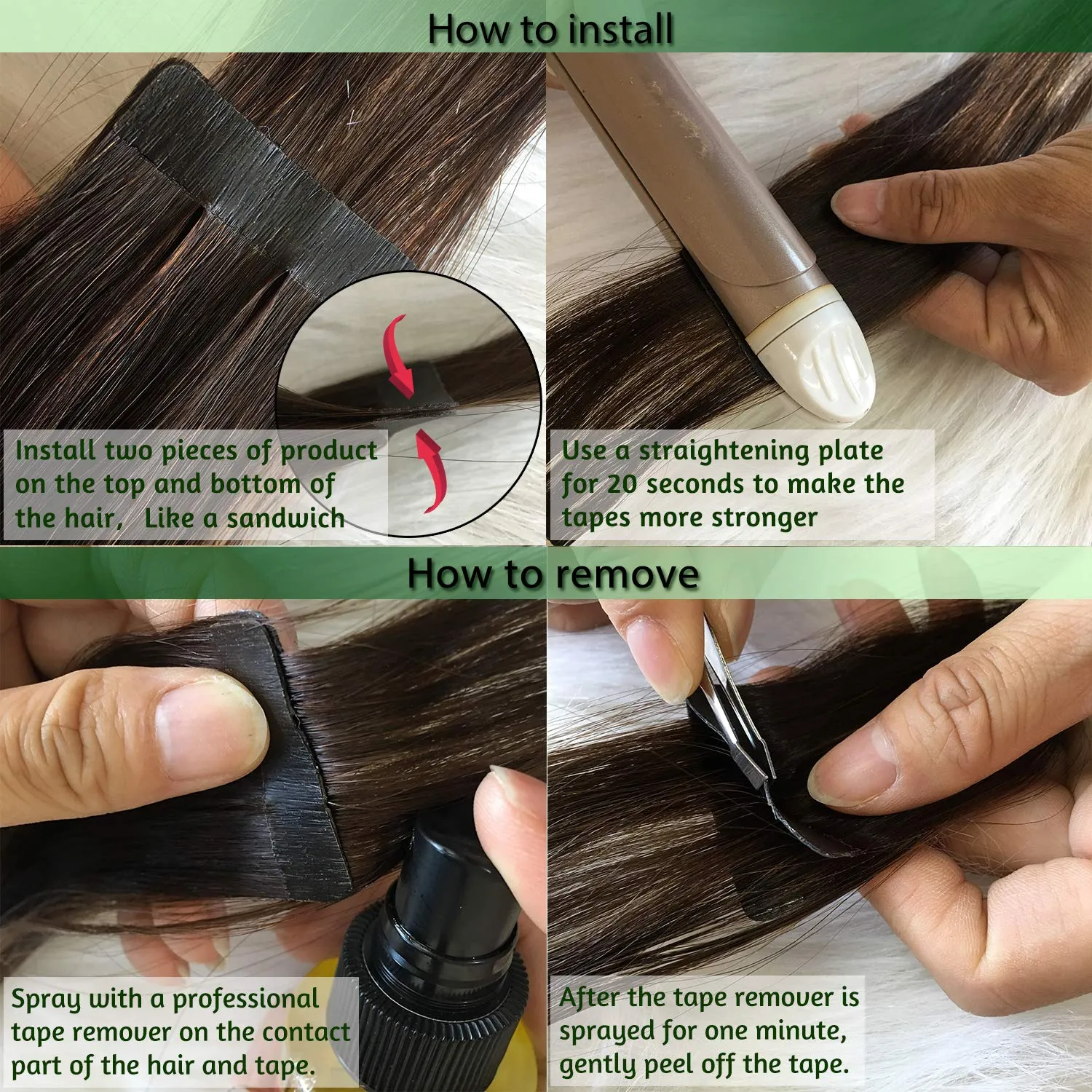 Walnut Brown to Ash Brown and Bleach Blonde 20pcs 50g Straight Tape in Hair Extensions