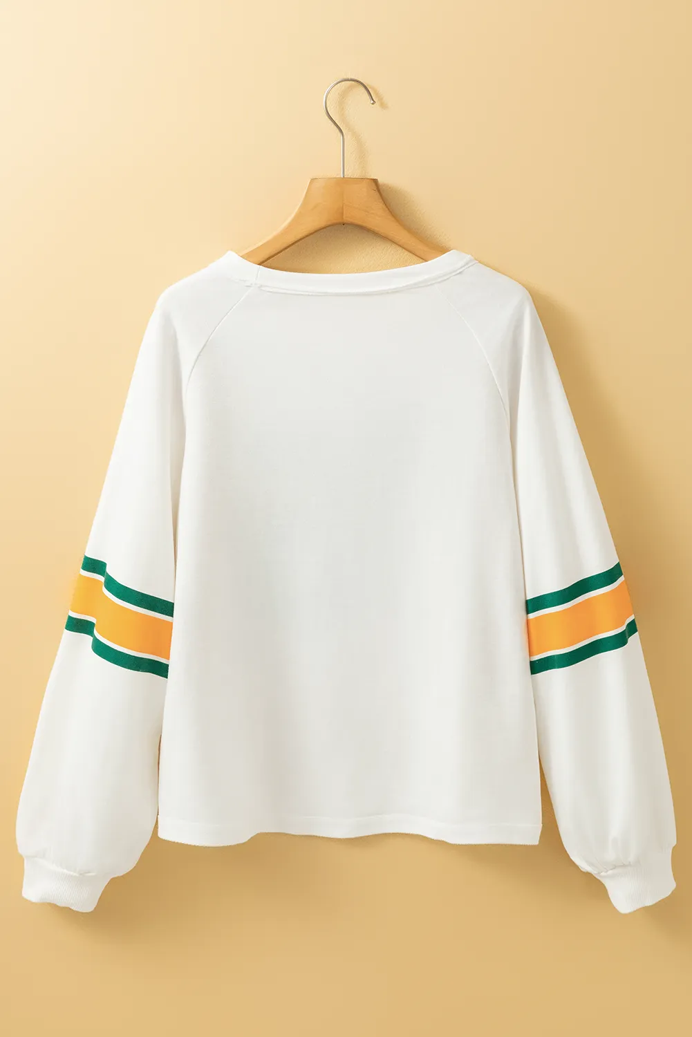 White Number 76 Printed Retro Sporty Long Sleeve Top