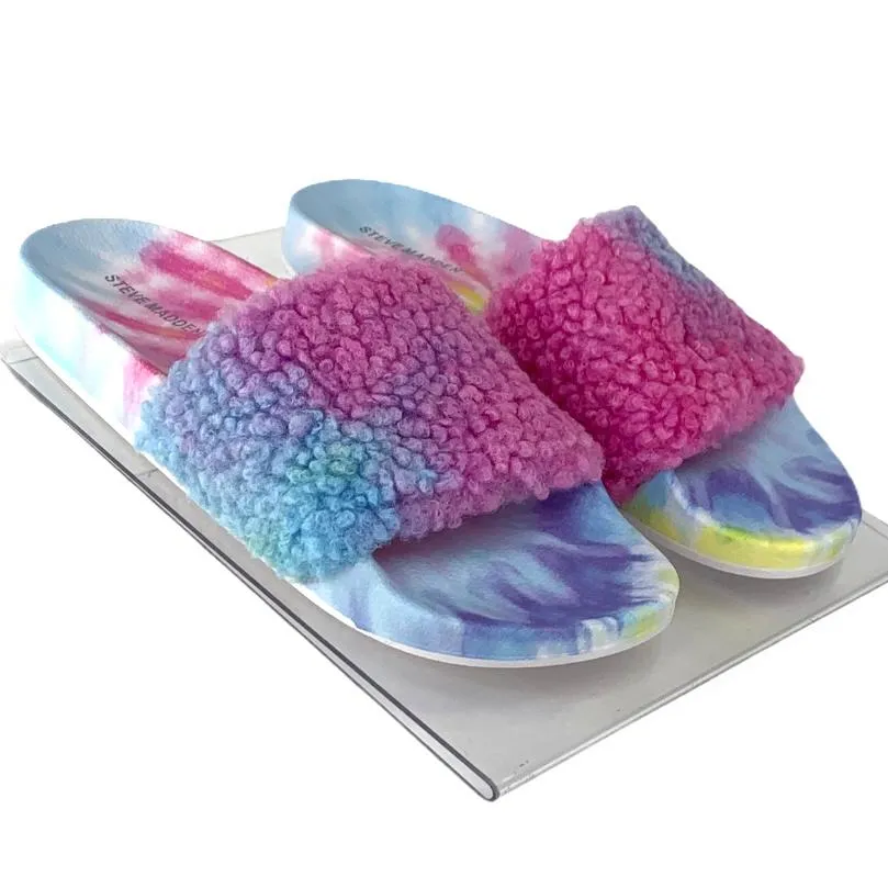 Women's Quilted Tie Dye Slides Flats Flip-Flop