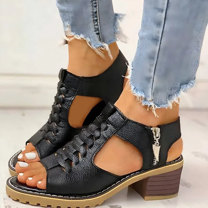 Woven Cut-Out Sandals | Black | Stylish and Comfortable