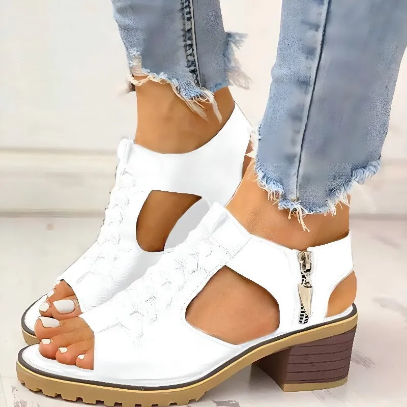 Woven Cut-Out Sandals | Black | Stylish and Comfortable