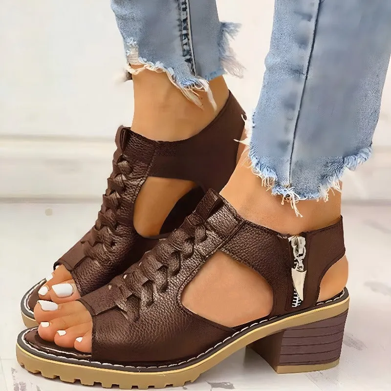 Woven Cut-Out Sandals | Black | Stylish and Comfortable
