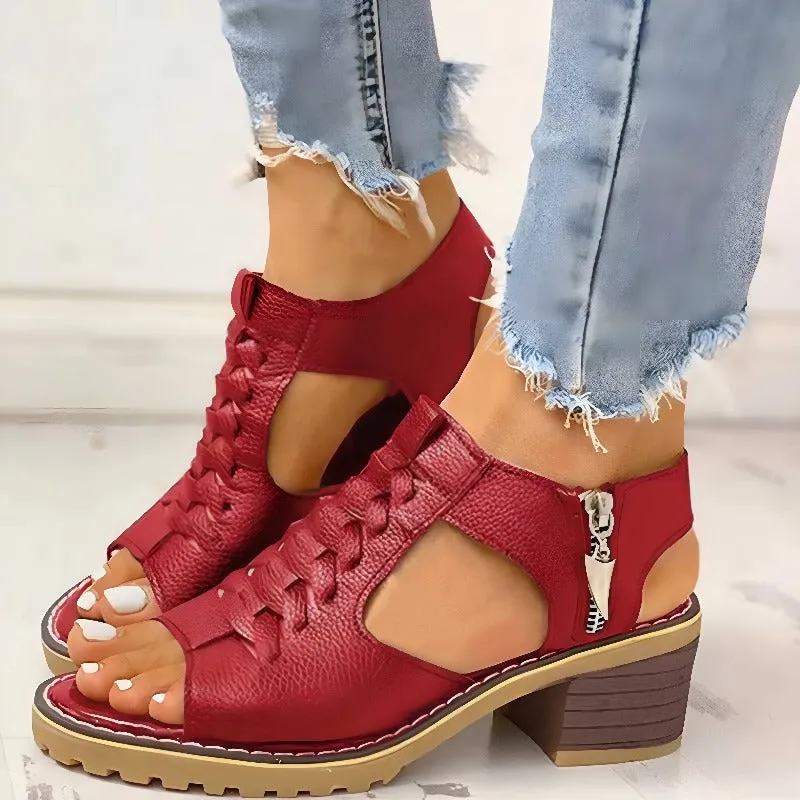 Woven Cut-Out Sandals | Black | Stylish and Comfortable