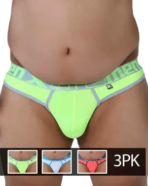 Xtremen 91031x-3 3pk Thongs Green-white-fuchsia