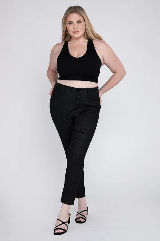 ZENANA Plus Ribbed Cropped Racerback Tank Top