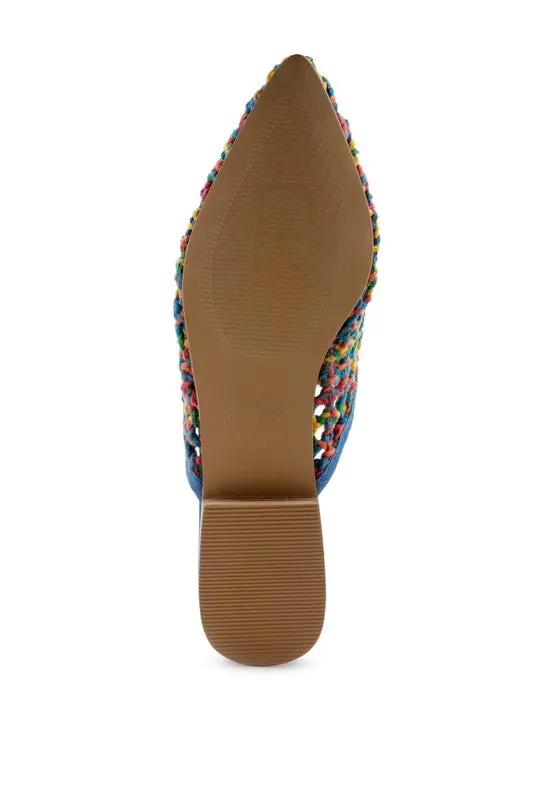 ZOOEY COLORFUL WOVEN FLAT MULES