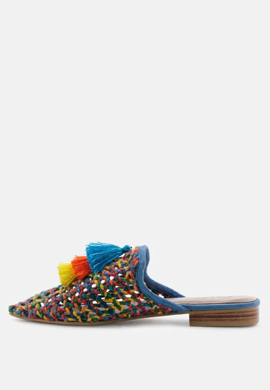 ZOOEY COLORFUL WOVEN FLAT MULES