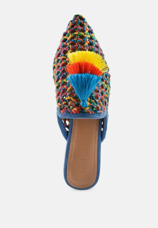 ZOOEY COLORFUL WOVEN FLAT MULES