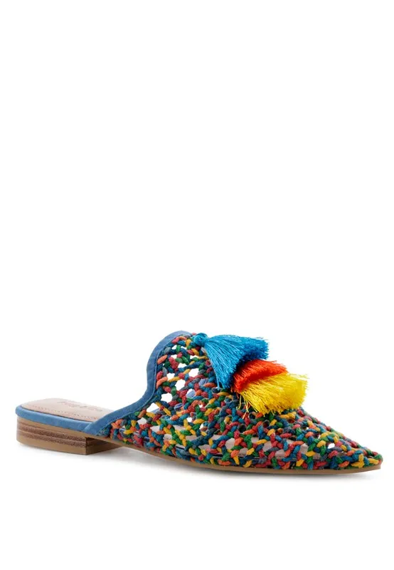ZOOEY COLORFUL WOVEN FLAT MULES